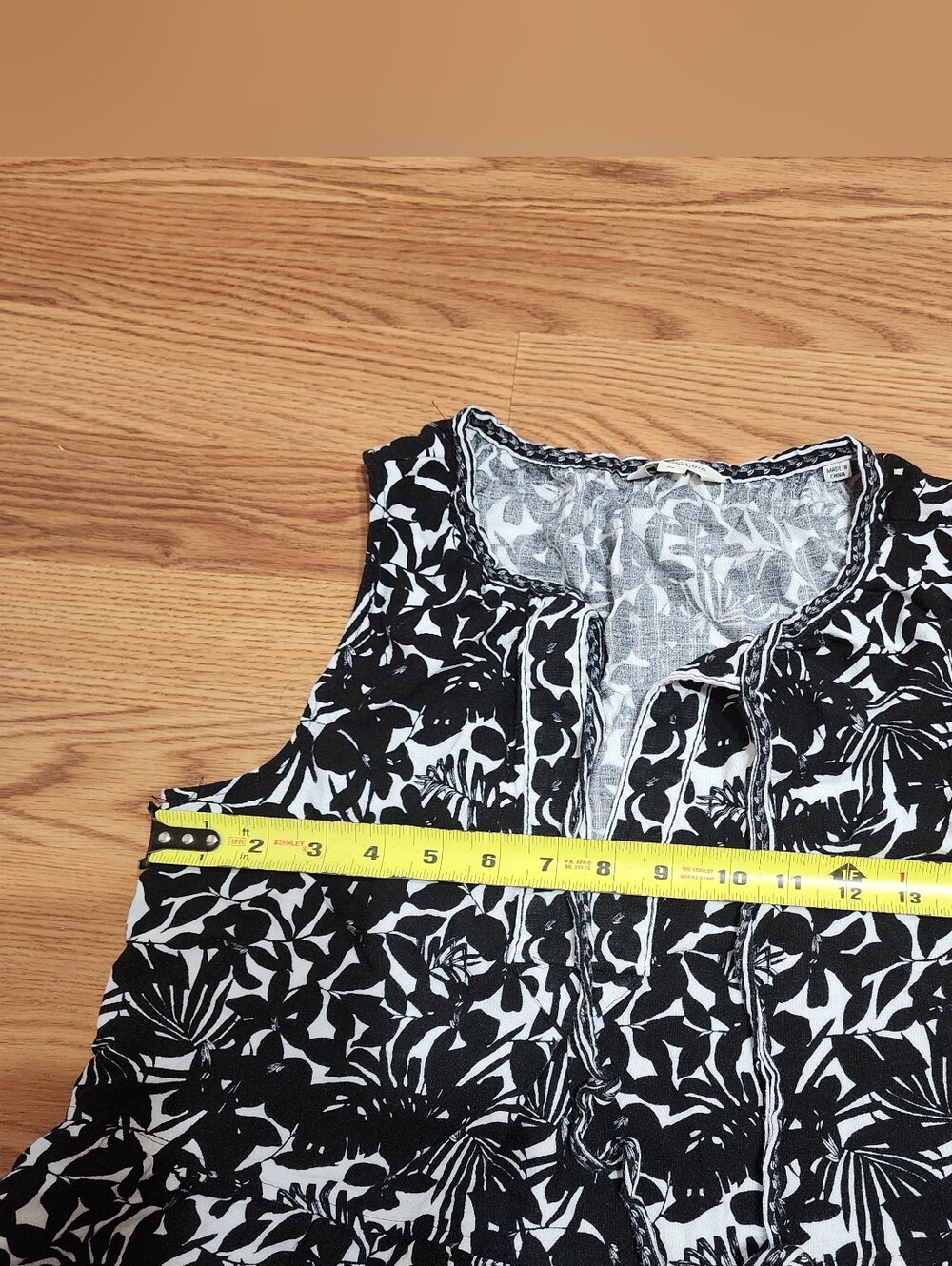 Max Studio London Tiered Maxi Dress Medium Black White Tank Lightweight Tassels - Picture 11 of 12